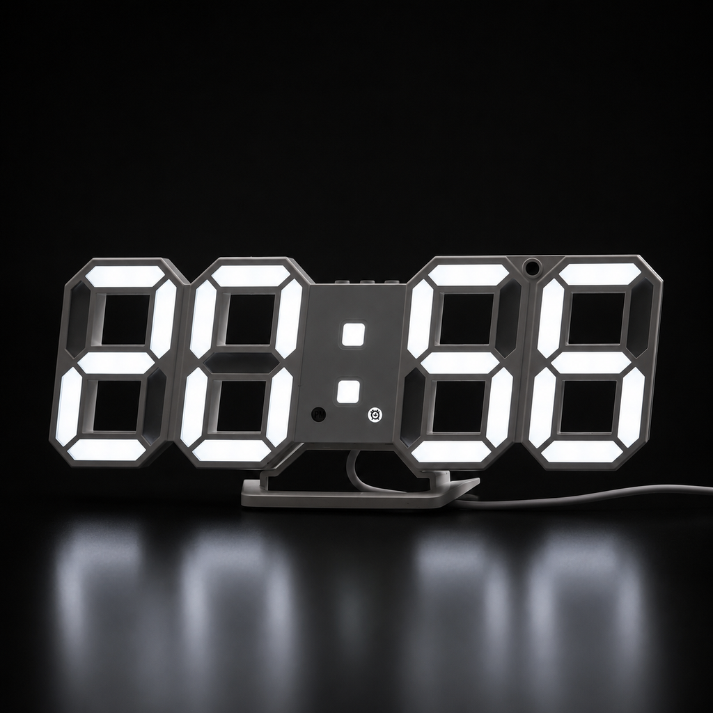 3D LED Digital Wall Clock – Alarm Clock with Time, Date & Temperature Display