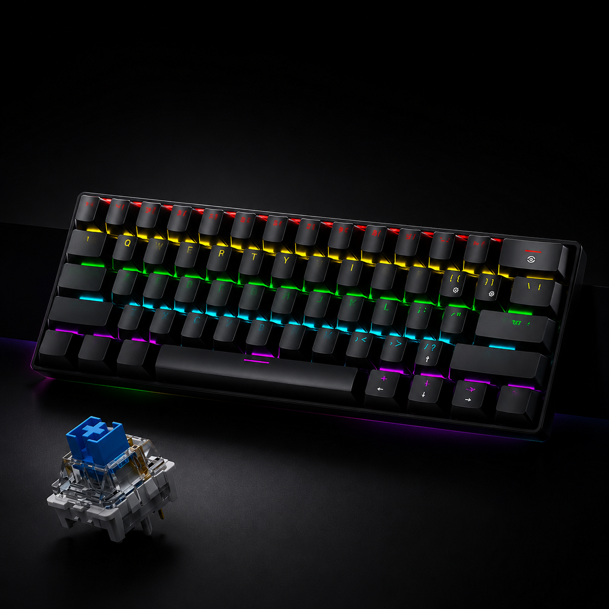 Mini Mechanical Keyboard 60% – 61 Keys RGB Wired Gaming Keyboard (Red/Blue Switch)