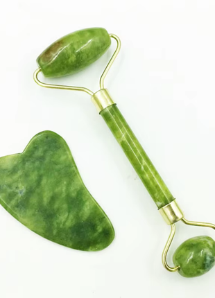 Natural Jade Roller Massager for Face Body Back Foot Massage Roller Facial Liftting Anti-wrinkle Double-end Gua Sha Jade Stone