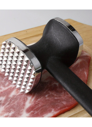 Heavy Duty Kitchen Meat Tenderizer Hammer with Rubber Grip, Stainless Steel Head for Effortless Pounding and Tenderizing