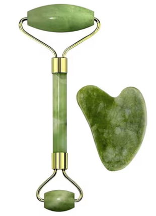 Natural Jade Roller Massager for Face Body Back Foot Massage Roller Facial Liftting Anti-wrinkle Double-end Gua Sha Jade Stone
