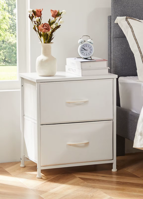 Nightstand Bedside Coffee Sofa Tea Table Storage Closet Chest Clothes Display For Bedroom 2 Fabric Drawers Cabinet Furniture