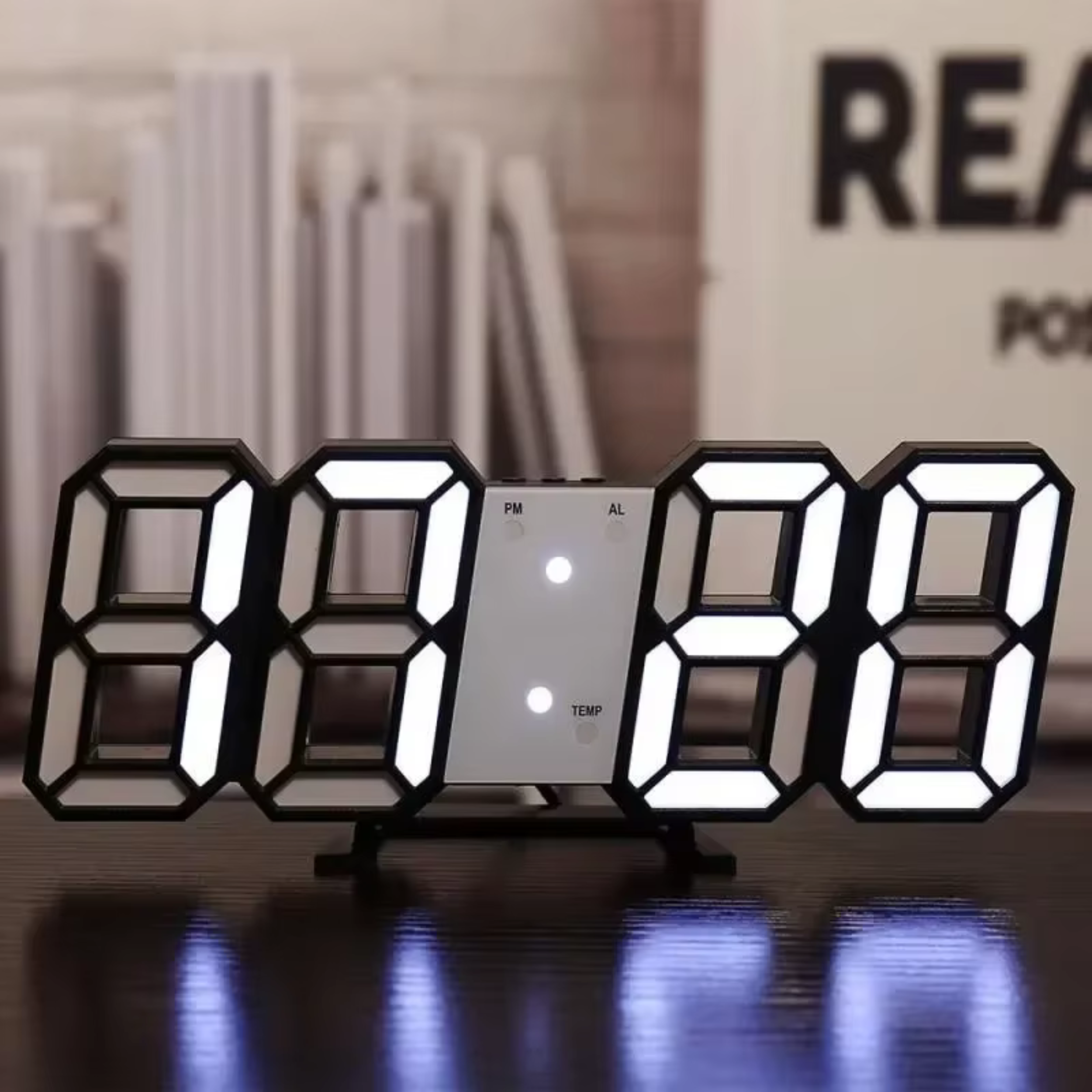 3D LED Digital Wall Clock – Alarm Clock with Time, Date & Temperature Display