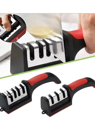 Kitchen 4Segment Knife Sharpener Household Multi-Functional Hand-Held Three-Purpose Black Sharpening Stone