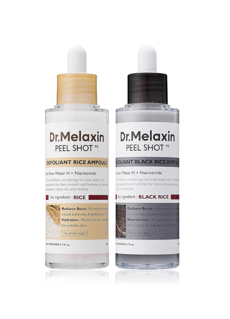 80ml 2-Pack Rice Peeling Ampoule Peel Shot Glow - Soft Exfoliating Scrub, Facial & Body Dead Skin Blackhead Remover All Skin Fri