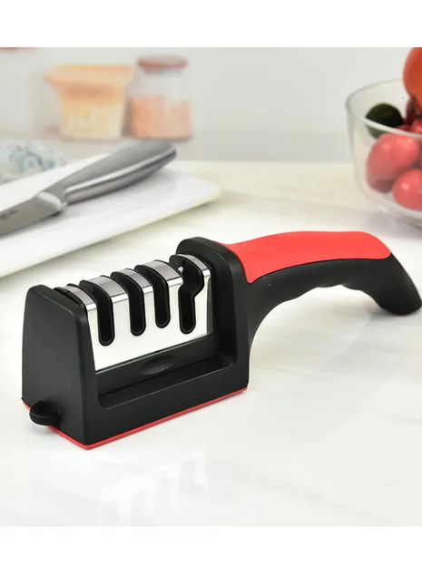 Kitchen 4Segment Knife Sharpener Household Multi-Functional Hand-Held Three-Purpose Black Sharpening Stone