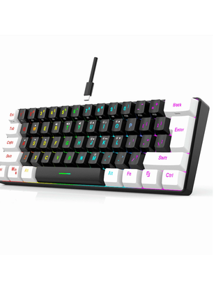 Mini Mechanical Keyboard,Wired,61 Keys,Phantom RGB, Black/White Red/Blue Mechanical Switch for Gaming,60% Portable