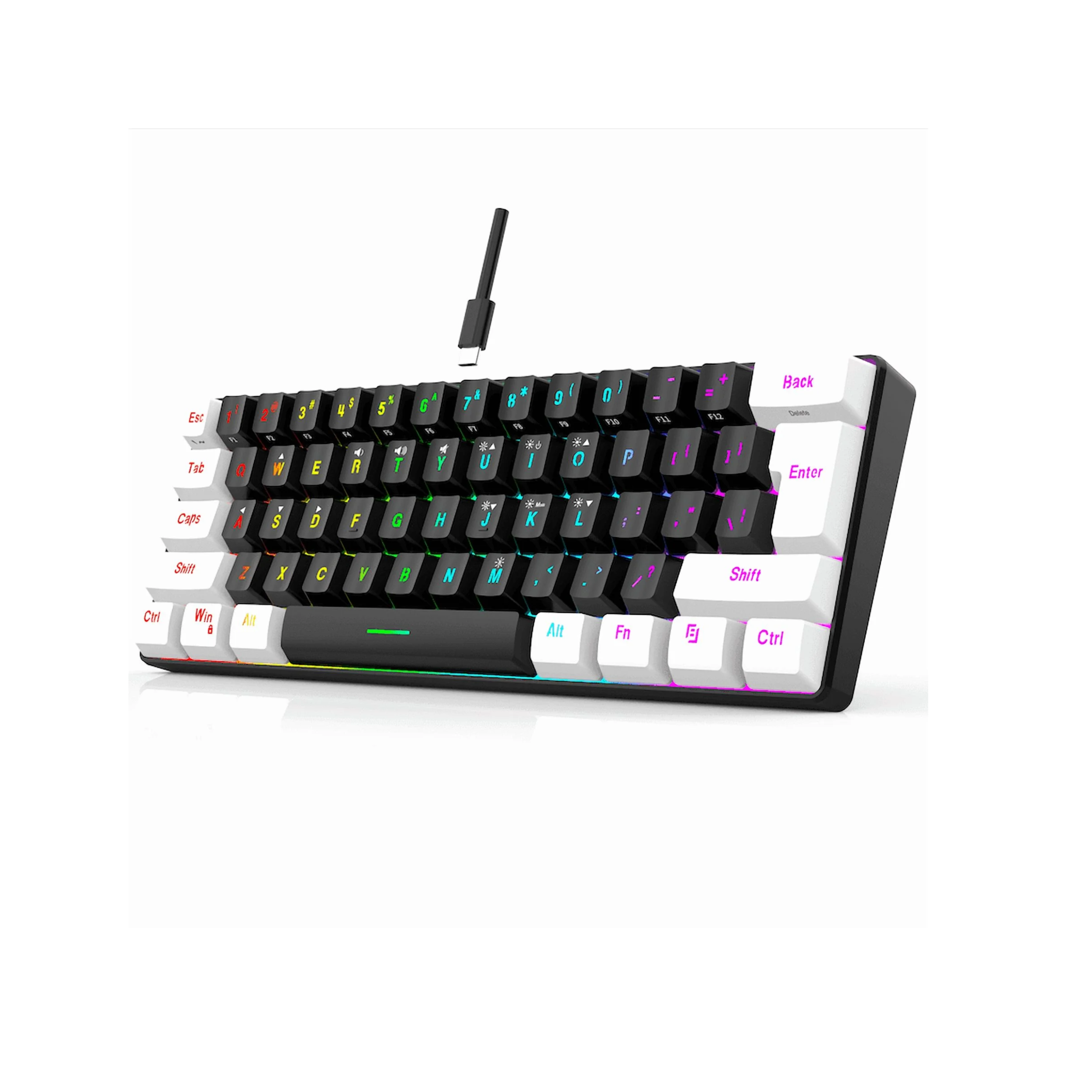 Mini Mechanical Keyboard 60% – 61 Keys RGB Wired Gaming Keyboard (Red/Blue Switch)