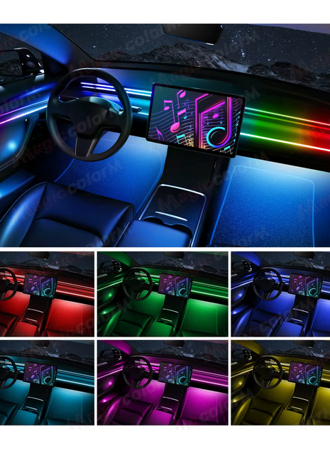18 in 1 Led Car Ambient Lights 213 64 Color RGB Symphony Streamer Bluetooth Rainbow Interior Acrylic Strips Atmosphere Lamp Kit
