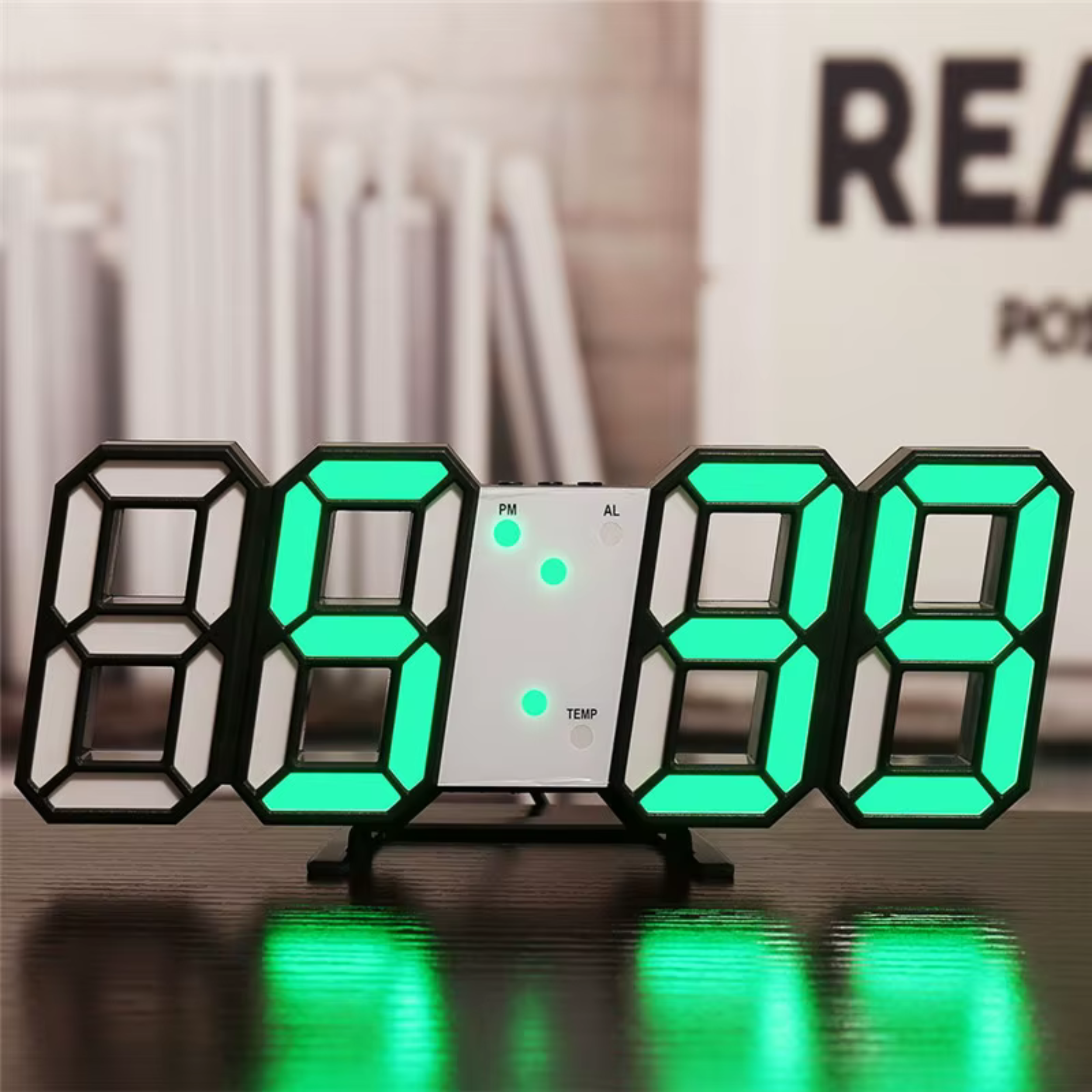 3D LED Digital Wall Clock – Alarm Clock with Time, Date & Temperature Display