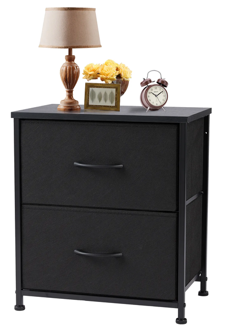 Nightstand Bedside Coffee Sofa Tea Table Storage Closet Chest Clothes Display For Bedroom 2 Fabric Drawers Cabinet Furniture
