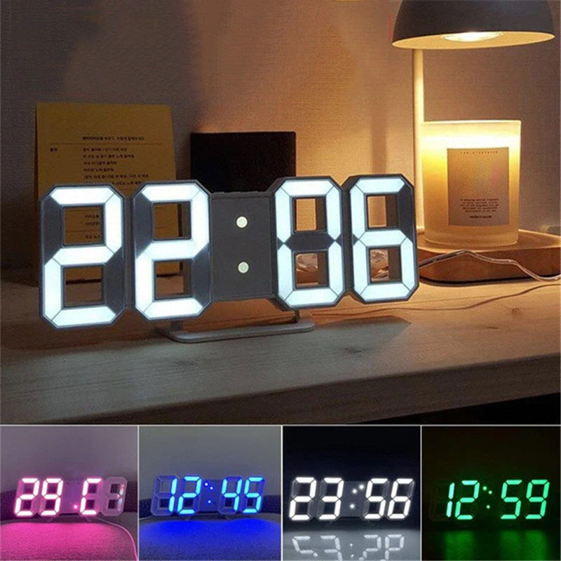 3D LED Digital Wall Clock – Alarm Clock with Time, Date & Temperature Display