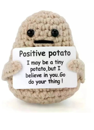 New Positive Energy Potato Hug Pocket Mini Handmade Plush Wool Knitting Doll with Card Funny Christams Gift Home Room Decoration