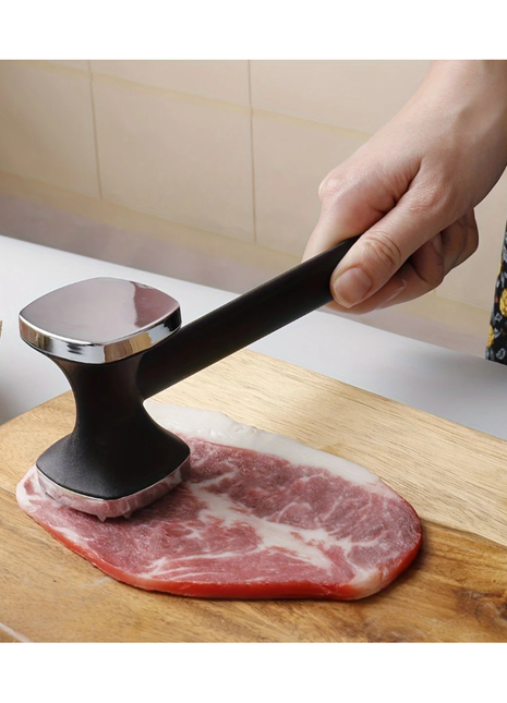 Heavy Duty Kitchen Meat Tenderizer Hammer with Rubber Grip, Stainless Steel Head for Effortless Pounding and Tenderizing