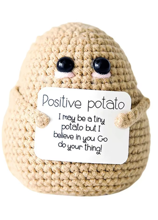 New Positive Energy Potato Hug Pocket Mini Handmade Plush Wool Knitting Doll with Card Funny Christams Gift Home Room Decoration