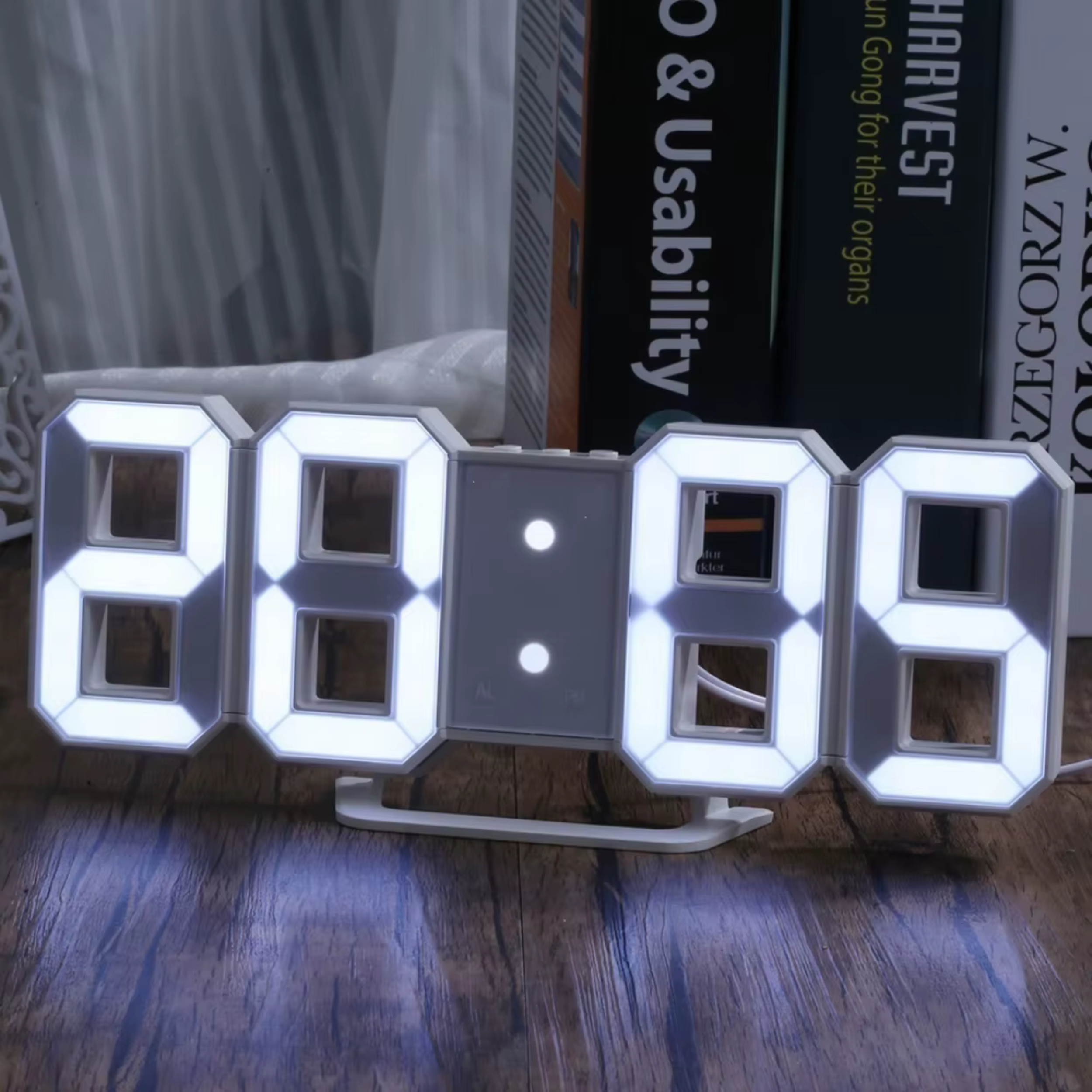3D LED Digital Wall Clock – Alarm Clock with Time, Date & Temperature Display