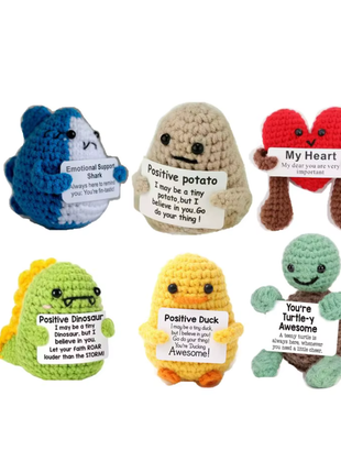 New Positive Energy Potato Hug Pocket Mini Handmade Plush Wool Knitting Doll with Card Funny Christams Gift Home Room Decoration